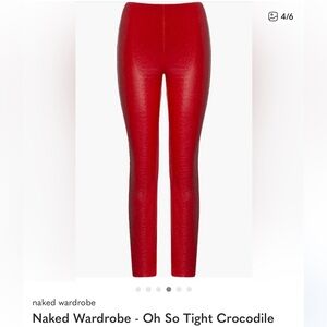 Naked Wardrobe oh so tight crocodile red faux leather leggings